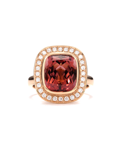 SLAETS Jewellery One-of-a-kind Orange Pink Tourmaline Halo Ring (watches)